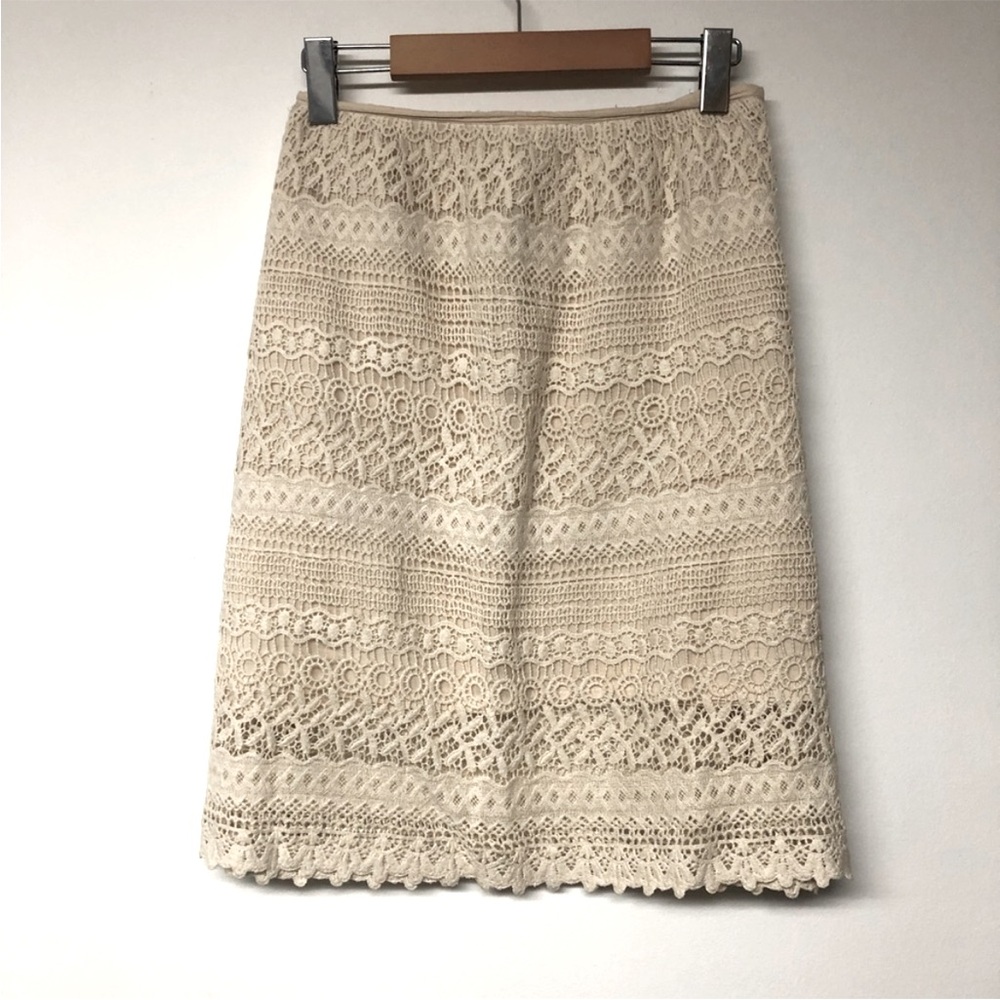 Solitaire Cream Lace Lined Western Cowgirl Pencil Skirt